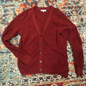 Maroon Madewell cardigan sweater with pockets